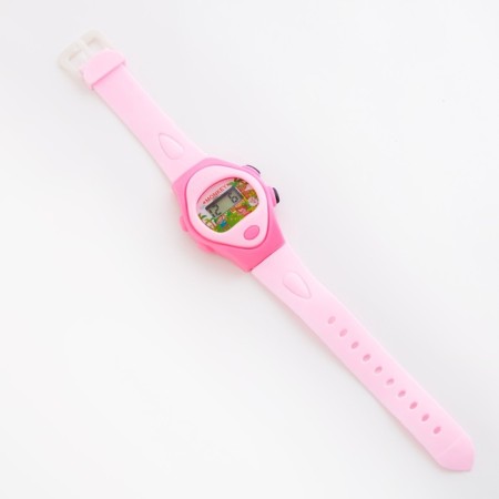 Watch of washing electronic, children's "birds", silicone strap, pink-3