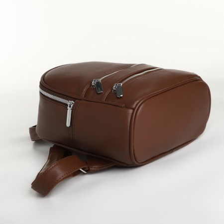 Women's backpack on lightning, brown color-3