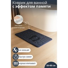Коврик для ванной и туалета SAVANNA «Memory foam», 50×80 см, цвет синий