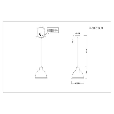 Suspension EVOLUCE. Sle114723-01. Bacchi. 1x60 W, E27, 25x25x23 cm, black color-4