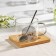 Glass mug with a spoon on a wooden stand “Kotik”, 300 ml, Mix drawing