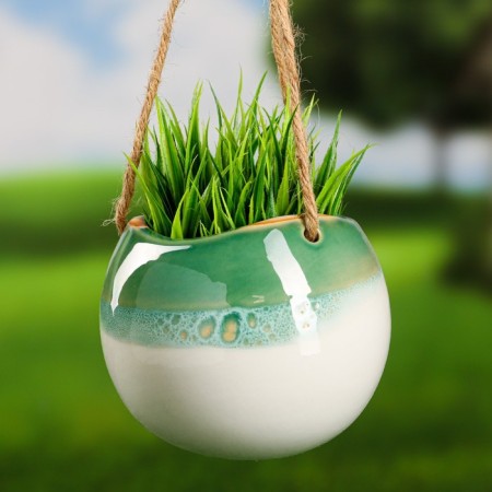 Suspended pot "Round" green, 11x11x9cm-1