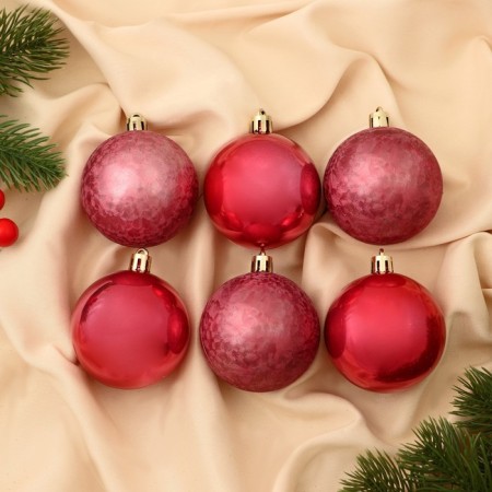 Set of balls plastic D-5.5 cm, 6 pcs "Chara of Magic" Red Red