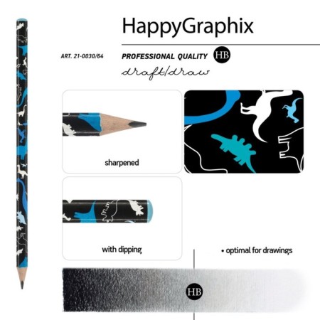 Chernographic pencil BrunovisConti Happygraphix Jumbo "Fairytale animals. Dinosaurians", NV, three -sided-2