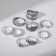 A set of rings 9 pieces of “Assorted” leaves, patterns, size mix, color black silver