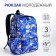 School backpack from textiles on lightning, 3 pockets, blue color