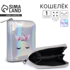 Wallet with a holographic effect, silver color
