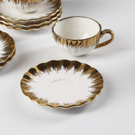 Ceramic tea service "Snow avalanche", 12 items: 6 mugs 80 ml, 6 Smashes d = 11.2 cm, color mix-9