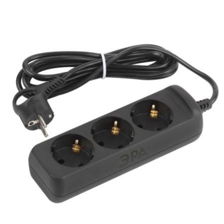Extension cord electric era UX-3E-3M-B with grounding 3 rosettes 3 m, PVS 3x0.75mm2 10a black