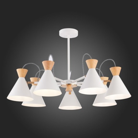 Ceiling EVOLUCE lamp. Sle125102-07. Modica. 7x40 watts, E14, 75x75x45 cm, white, golden color-2