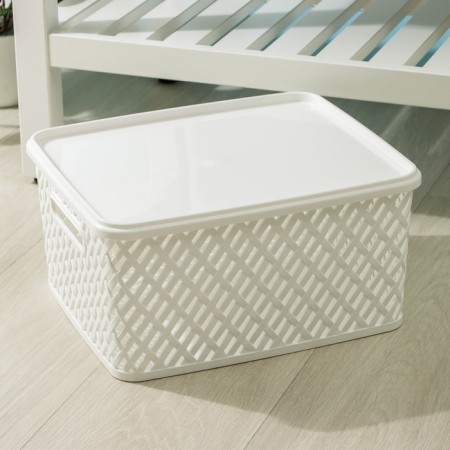 Storage basket with a “braid” lid, 35 × 29 × 17.5 cm, white color-2