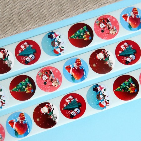 Stickers in the roll "Snowmen", 500 pcs, 2.5 x 2.5 cm-2