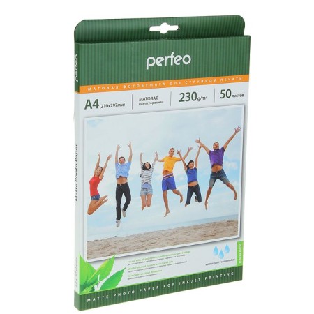 Photo paper for jet print A4, 50 sheets Perfeo, 230 g/m2, one -sided, matte