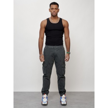 Cargo jeans male, size 50-52, dark gray color-7