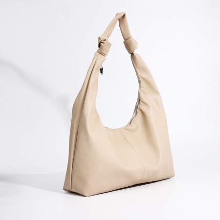 Shopper bag, outer pocket, beige color-2