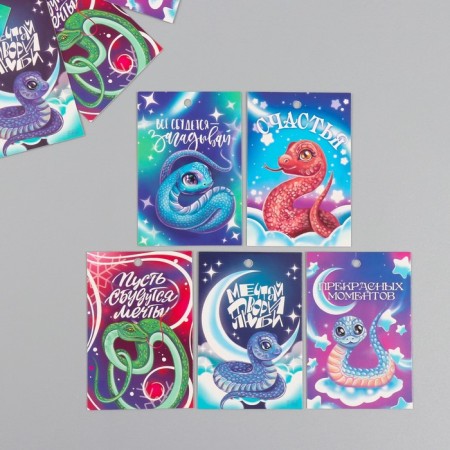 Cardboard Biro "Wishes from Snakes" set of 10 pcs (5 types) 4x6 cm