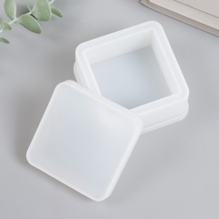 Mold Silicon "Casket Square" with a lid 8x8x5.1 cm-2