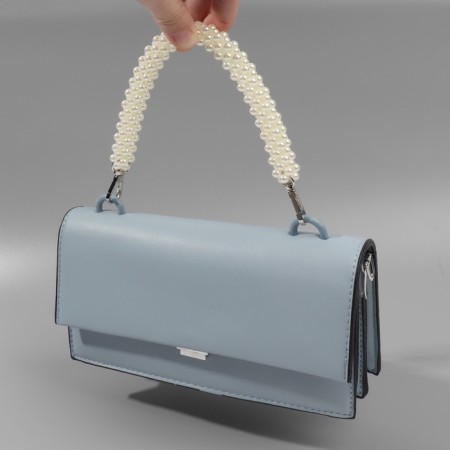 Pen for bag, pearls, 30 cm, 2 carabiner, white/silver color-4