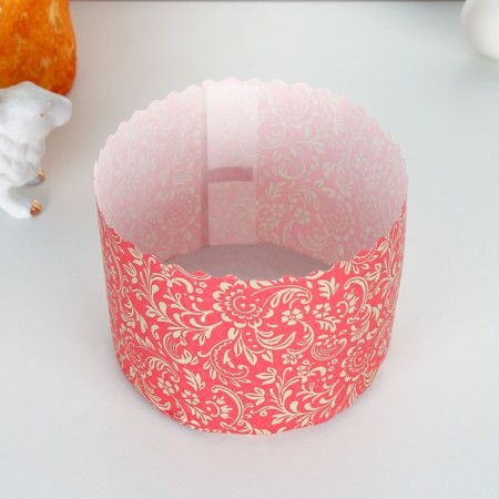 Paper form for cupcake, muffins and kulich "Flora Red" 124x90 mm-2