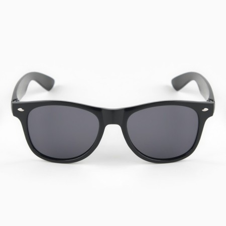 Square sunglasses, black frame with ovals, black lenses