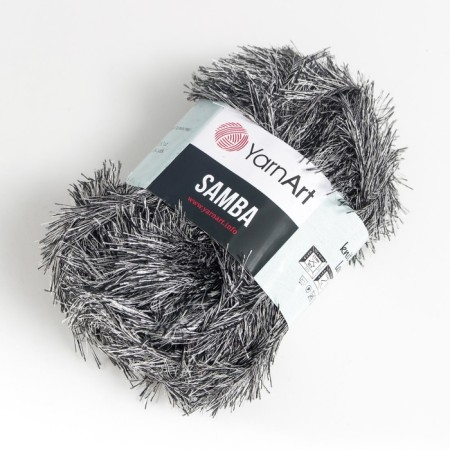 Yarn "Samba" 100% polyester 150m/100g (K-64 black and white)-1
