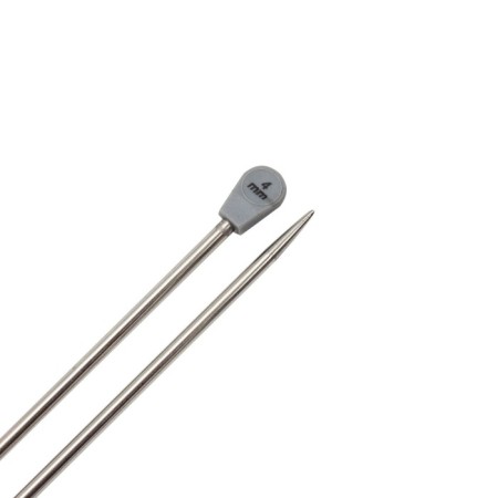 The knitting needles are straight, metal, 35 cm/4.0 mm-2