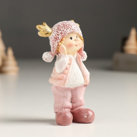 Souvenir Polystone "Baby/Baby in pink, with horns on a hat, stands" MIX 3x4.5x9 cm-2