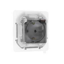 Розетка Legrand INSPIRIA, 2К+З, IP 44, с откидной крышкой и шторками, 16 А, 250 В, Алюминий