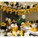 Foil ball 16 "Happy Birthday", capital letters, gold color