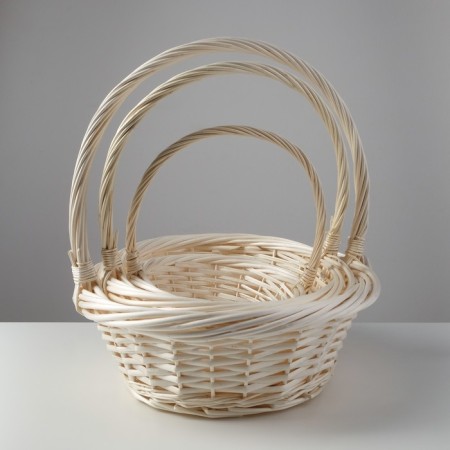 A set of baskets, 3 pcs, 36x14/39 cm, 30x12/34 cm, 23x8/25 cm, willow bleached-4