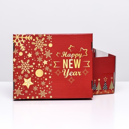Folding box "New Year's style", 31.2 x 25.6 x 16.1 cm-4