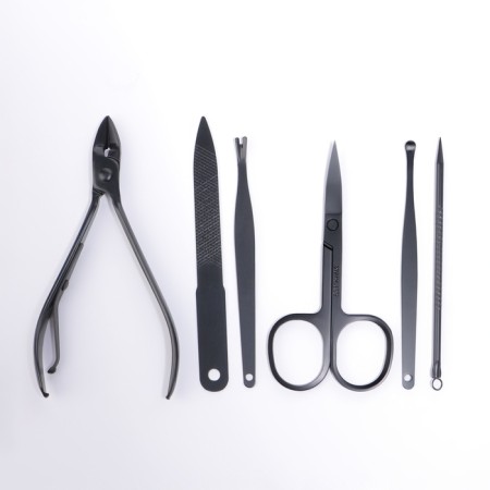 Manicure set, 11 items, in a case, in a cardboard box, black/red color-3