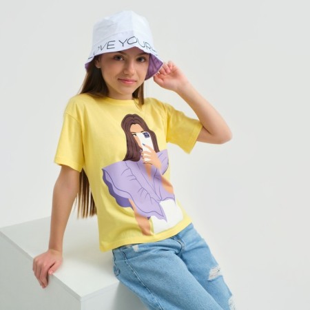 Футболка для девочки KAFTAN "Selfie", рост 164-170, цвет жёлтый-6