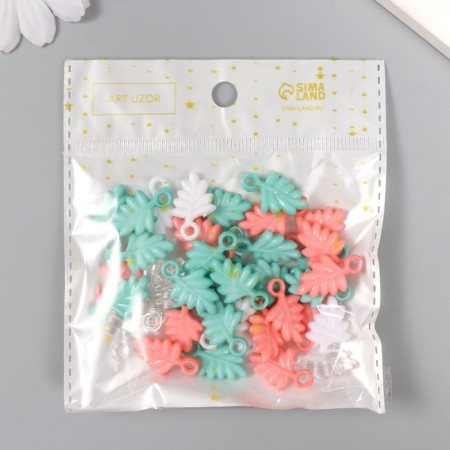 Decor for creativity "Leaves. Mint, peach, white and transparent" NR 20 g 2.2x1.4x0.4 cm-3