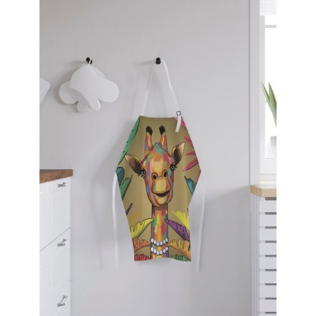 Apron of a kitchen with a photo print "Multi -colored giraffe", adjustable, size OS-1