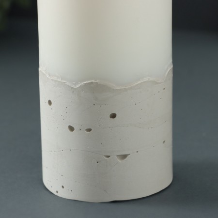 Candle-cylinder "Concrete", 6x15 cm, white-3