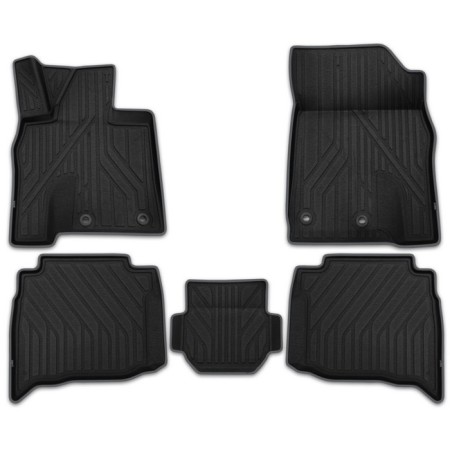Kvesta 3D rugs in the cabin for Toyota LC 200, 2015-2021, 5 pcs, black, gray