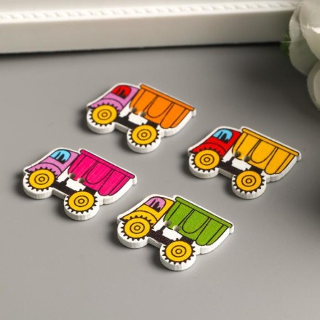 A set of buttons of decorative wood "trucks" set 10 pcs mix 2x2.5 cm-1