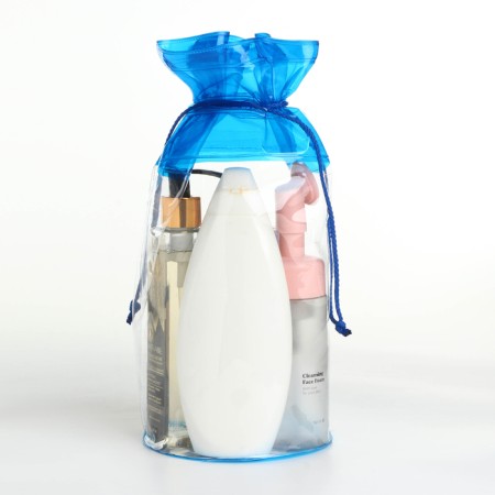Cosmetic bag on the cord, the color is transparent/blue-4