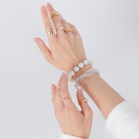 Bracelet Pearl "Bride" beads d = 0.8+1.2 with rhinestones 4 pieces, white color-1