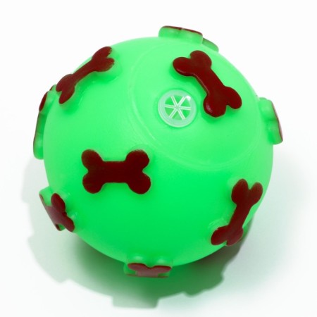 Игрушка пищащая "Мяч Косточки" для собак, 5,5 см, зеленая-1