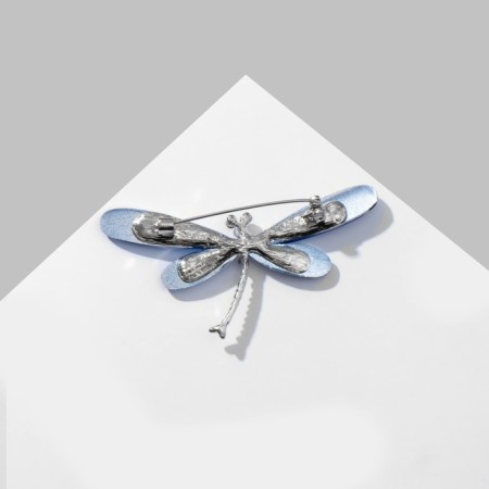 Brooch "Dragonfly", faceted wings, blue color in silver-1
