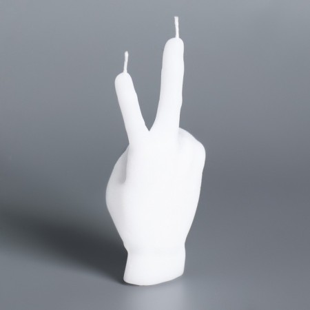 Figure candle "Hand-Peace", 10x4 cm, white-4