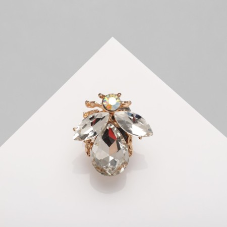 Brooch "Beetle", white color in gold