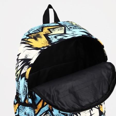 School backpack of textiles on a zipper, 3 pockets, yellow/multi -colored color-5