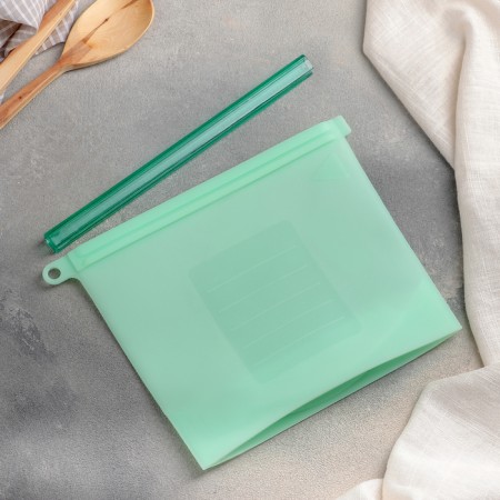 Zip Lock silicone bag, 21.5 × 18 cm, 1.1 l, multifunctional, hermetic, turquoise color-5
