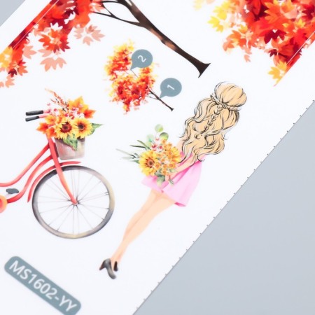 Interior plastic sticker on the switch "Autumn. Cycling Walk" 11x25 cm-2