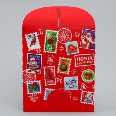 Folding box for a small cake "New Year's gift", 15 x 15 x 18 cm, New Year-4