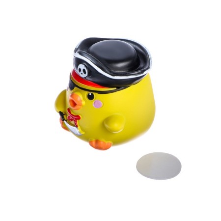 Duckling on the car panel, pirate, yellow-3