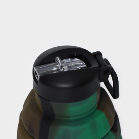 Water bottle folding "Militari", silicone, 500 ml, 7 × 21 cm, green color-2